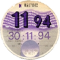 19931222 ROAD TAX DISK